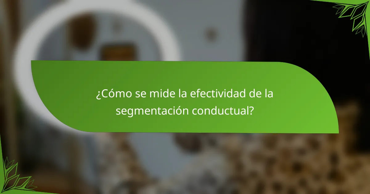 ¿Cómo se mide la efectividad de la segmentación conductual?