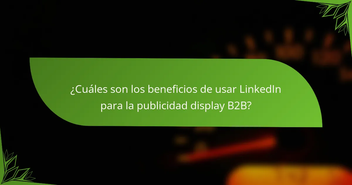 ¿Cuáles son los beneficios de usar LinkedIn para la publicidad display B2B?