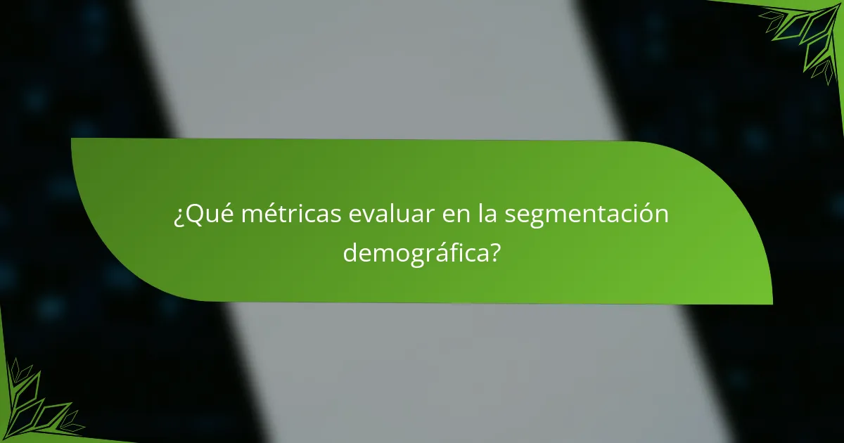 ¿Qué métricas evaluar en la segmentación demográfica?